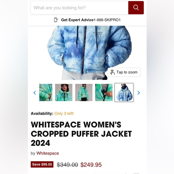 whitespace - cropped puffer jacket - sky blue tie dye - Picture 6 of 6